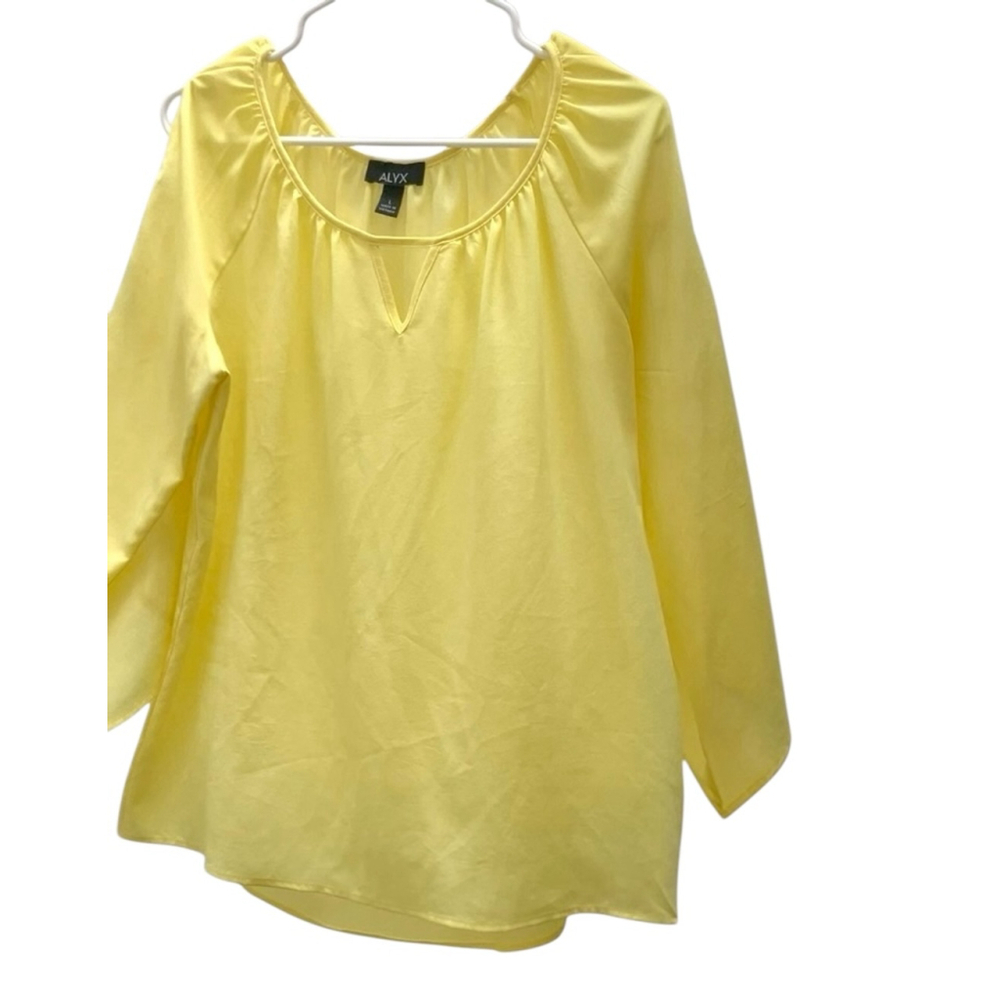 ALYX Blouse Top Yellow Size Large Sleeve Cutouts Keyhole